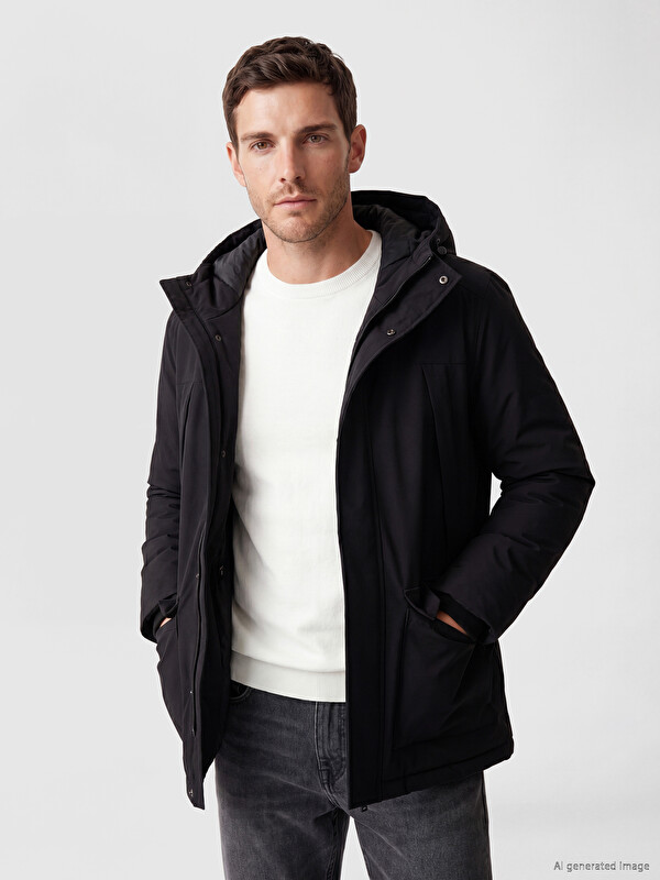 LCWAIKIKI Classic Regular Fit Kapüşonlu Erkek Şişme Mont