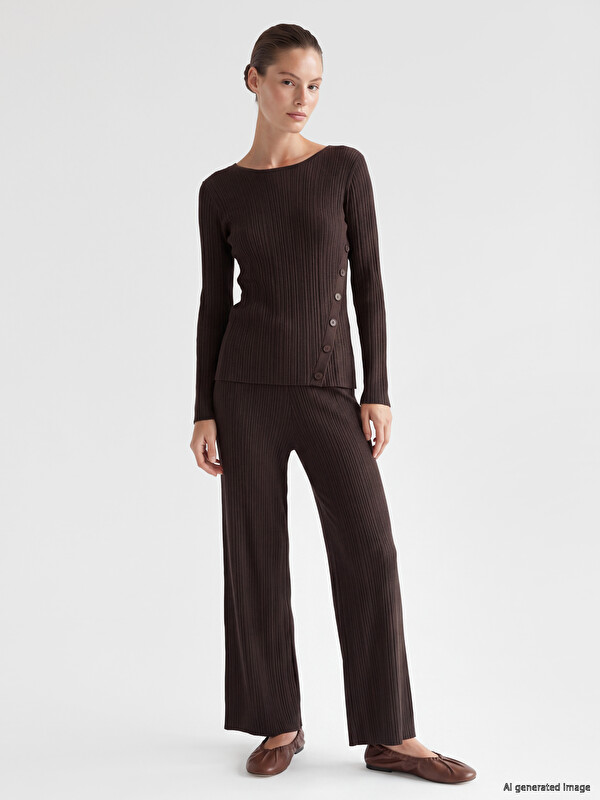 LCWAIKIKI Classic Elastic Waist Women's Ribbed Knitwear Trousers