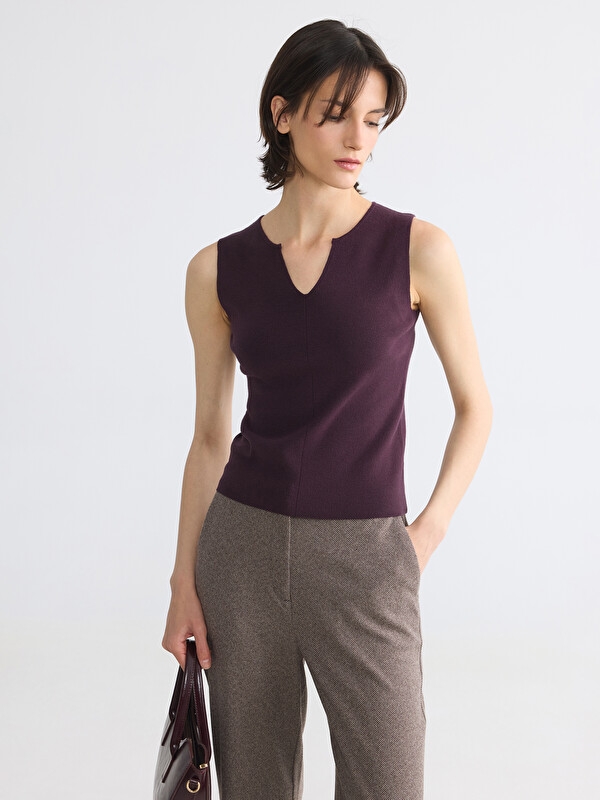 LCWAIKIKI Classic V Neck Women's Knitwear Tank Top