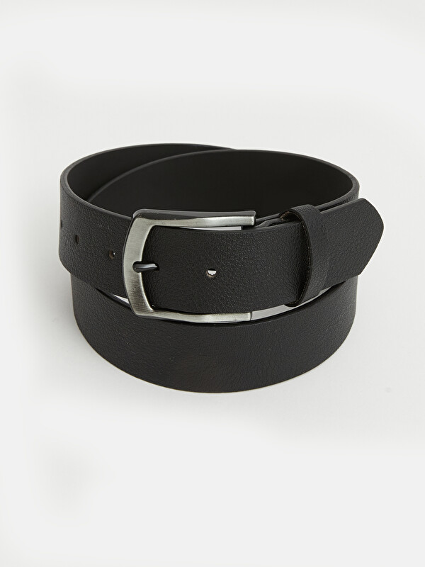 LCW ACCESSORIES Metal Buckled Faux Leather Men's Belt