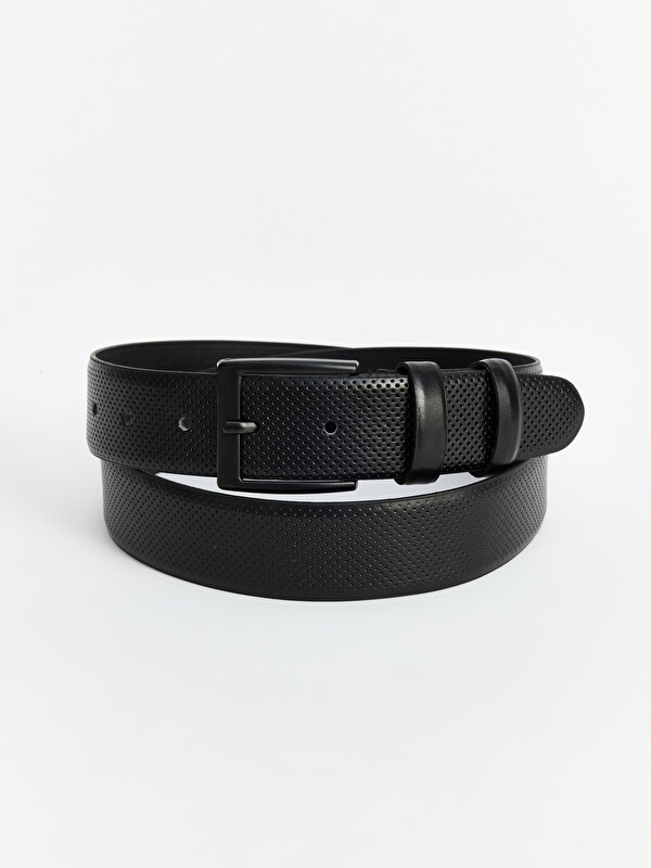 LCW ACCESSORIES Openwork Metal Buckle Faux Leather Men's Belt