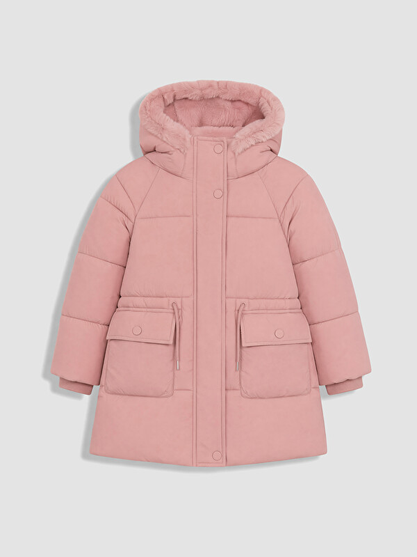 LCW Kids Furred Hooded Girls' Water Repellent Coat