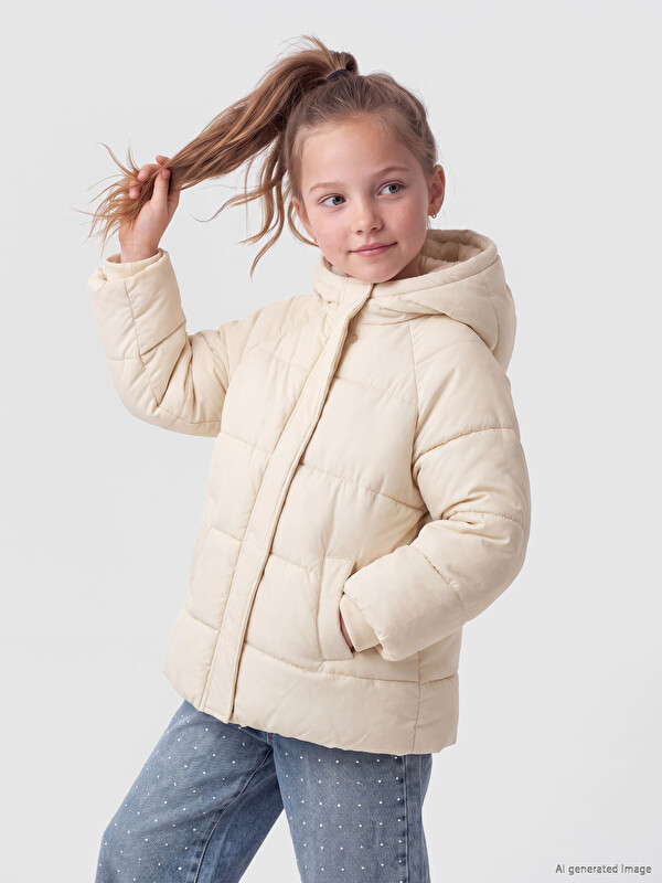 LCW baby Regular Fit Hooded Girls' Puffer Coat