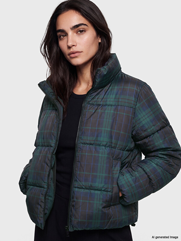 LCW Vision Woman Navy Puffer Coat