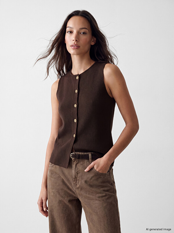LCW EVERYDAY Crew Neck Women's Knitwear Waistcoat