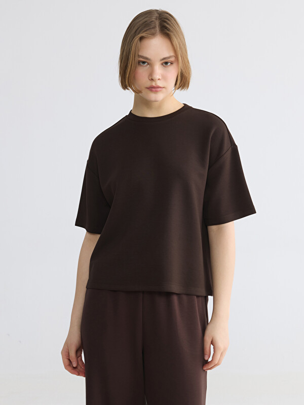 XSIDE Femër Ngjyre Kafe T-shirt