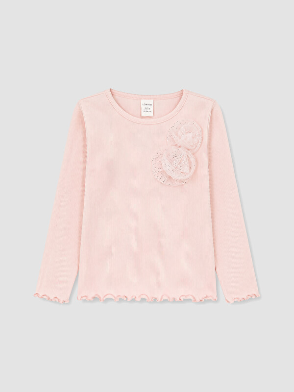LCW Kids Crew Neck Embroidered Girls' T-shirt