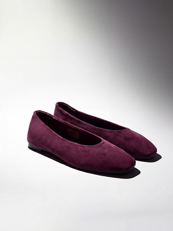 LCW STEPS Faux Suede Square Toe Women's Ballet Flats