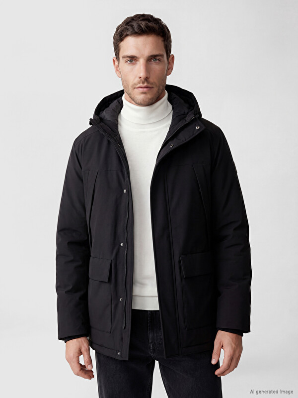 LCWAIKIKI Classic Regular Fit Hooded Men's Puffer Coat