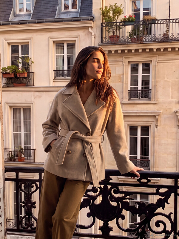 LCW Modest Manteau Cachet Femme à Col Croisé