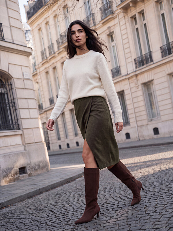 LCWAIKIKI Classic High Waisted Slit Detail Pencil Skirt