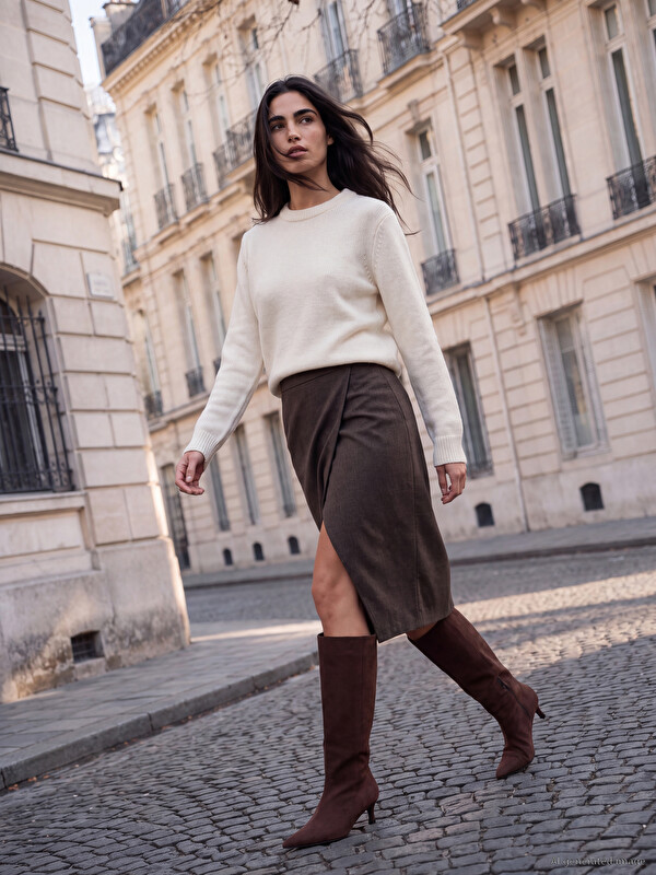 LCWAIKIKI Classic High Waisted Slit Detail Pencil Skirt
