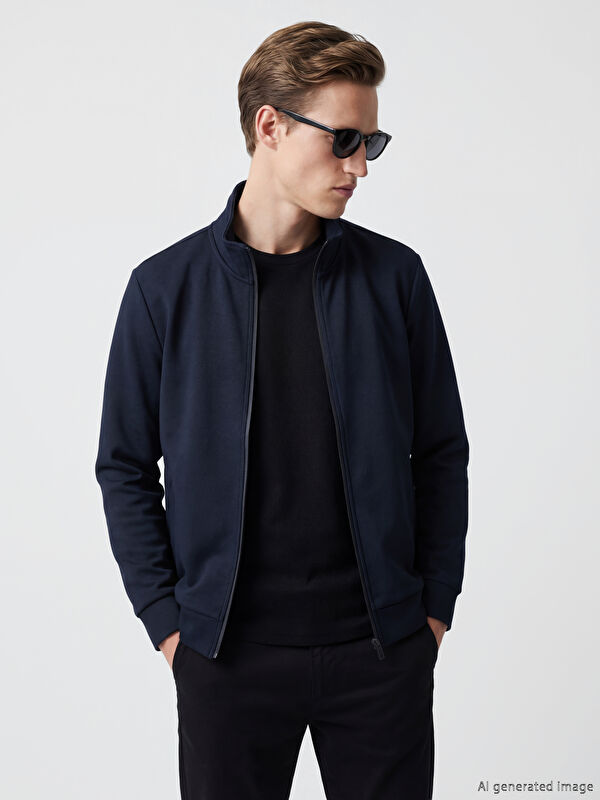 SOUTHBLUE Dik Yaka Erkek Fermuarlı Sweatshirt