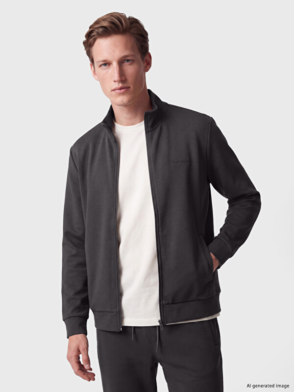 SOUTHBLUE Dik Yaka Erkek Fermuarlı Sweatshirt