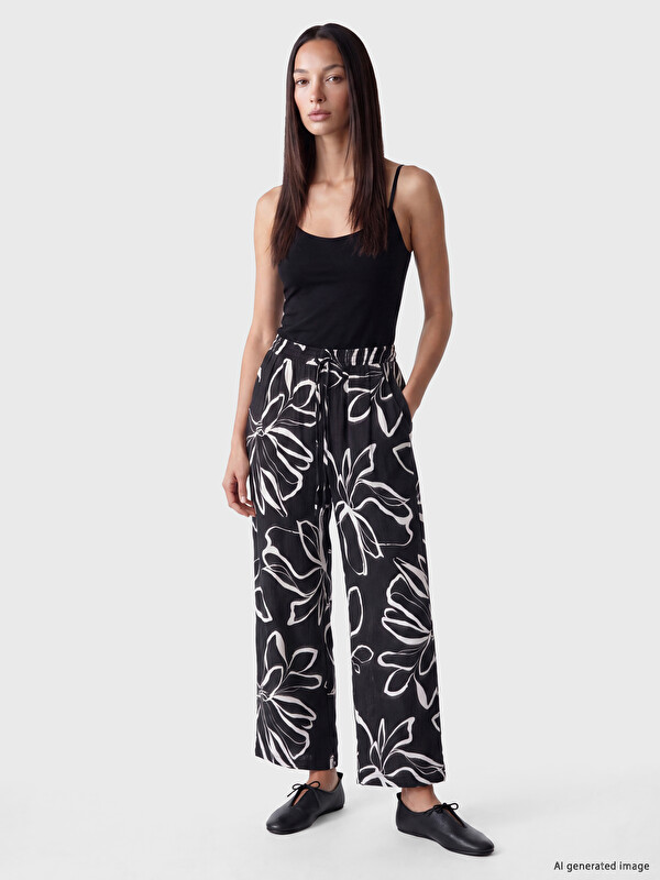 LCWAIKIKI Classic Elastischer Bund Blumige Damen Hosen