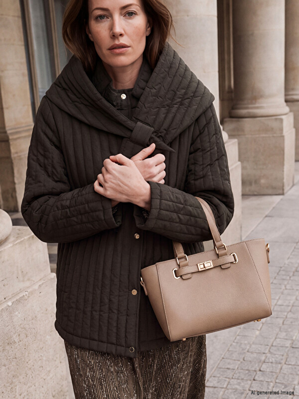 LCW Grace Foulard Collar Quilted Women's Puffer Coat