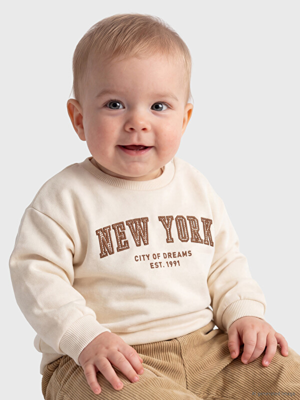 LCW baby New York Baskılı Erkek Bebek Sweatshirt