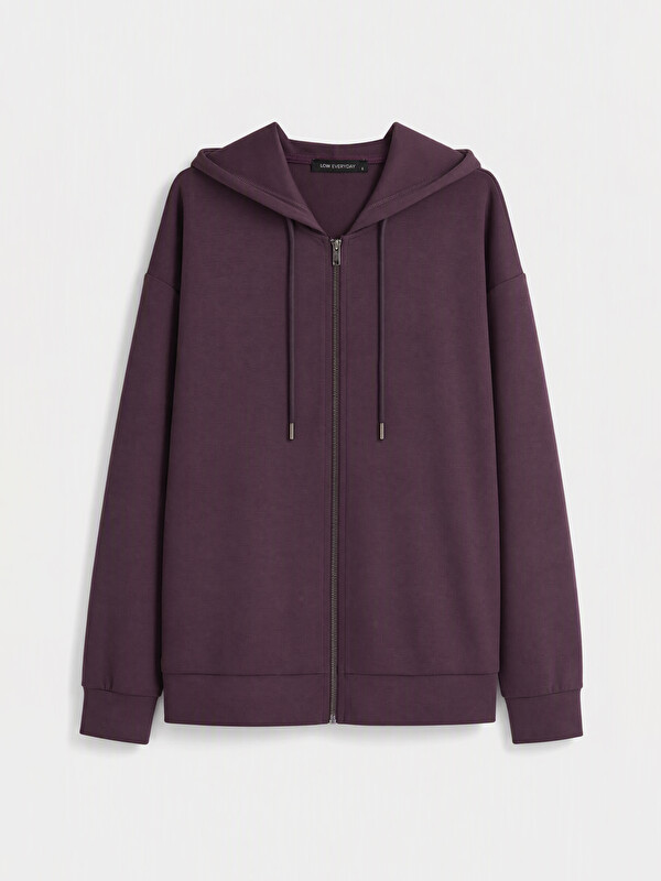 LCW EVERYDAY Woman Plum Zip-Up Sweatshirt