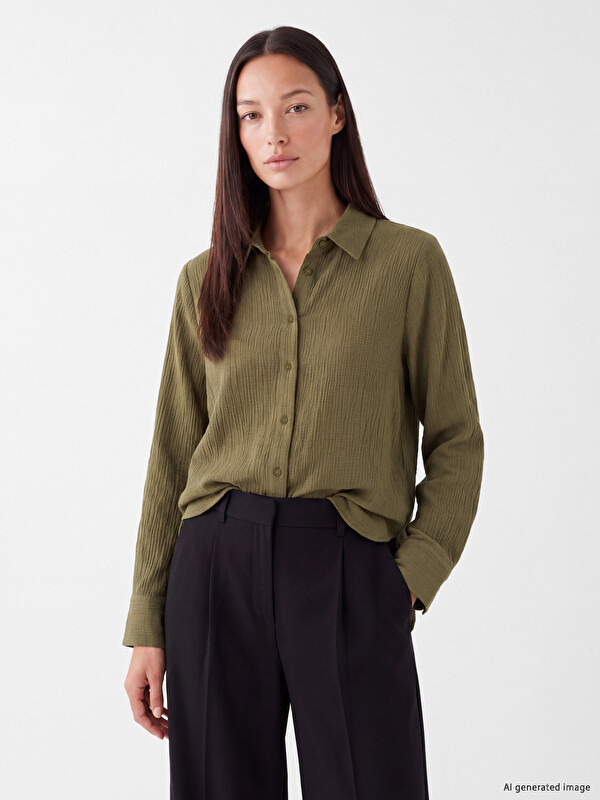 LCWAIKIKI Classic Collared Seersucker Women's Shirt