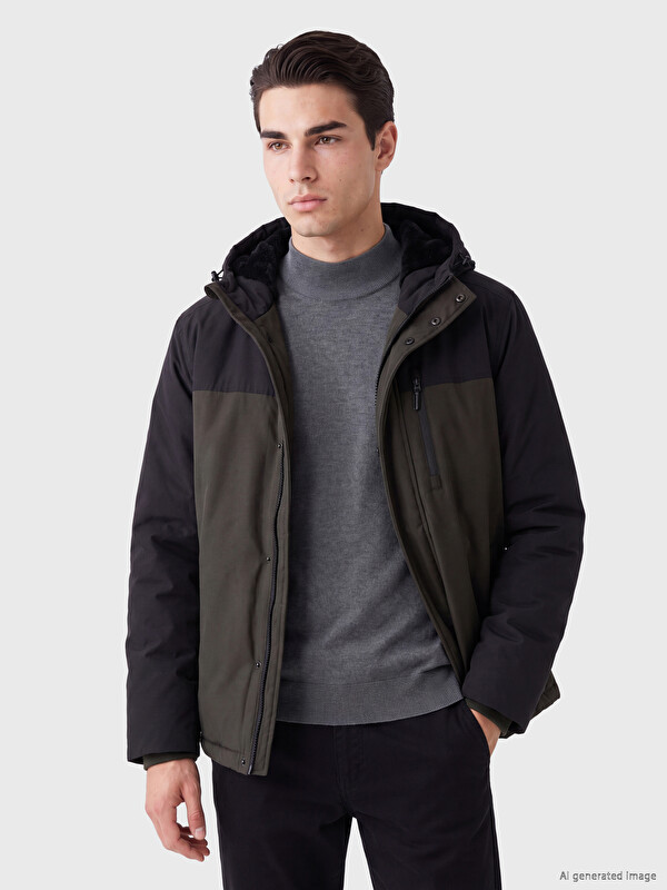 LCWAIKIKI Classic Man Khaki Puffer Coat