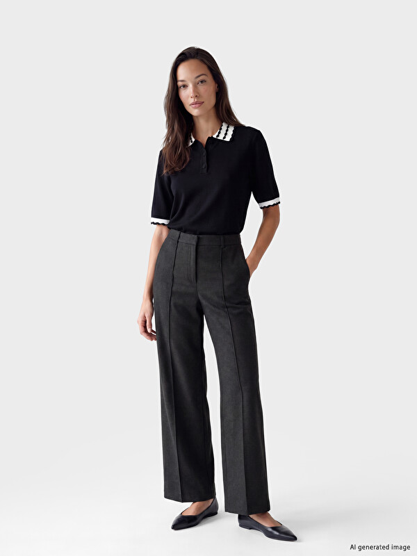 LCWAIKIKI Classic Woman Anthracite Trousers