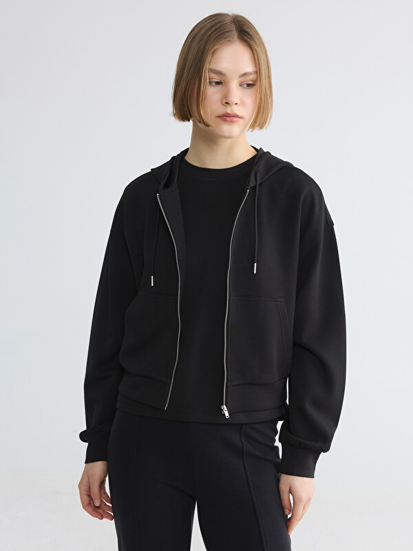 XSIDE Woman Black Zip-Up Sweatshirt