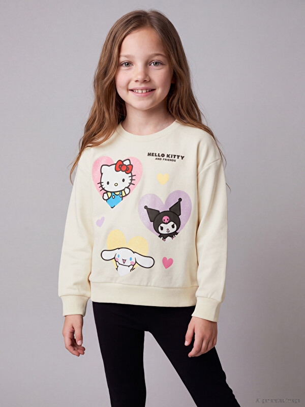 LCW Kids Hello Kitty Baskılı Kız Çocuk Sweatshirt