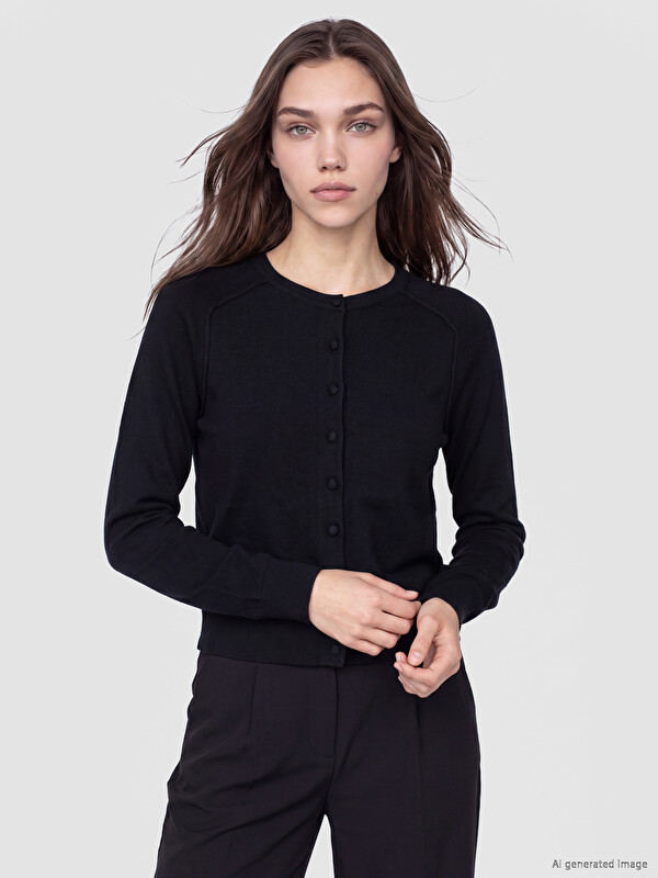 LCW Modest Crew Neck Women's Knitwear Cardigan
