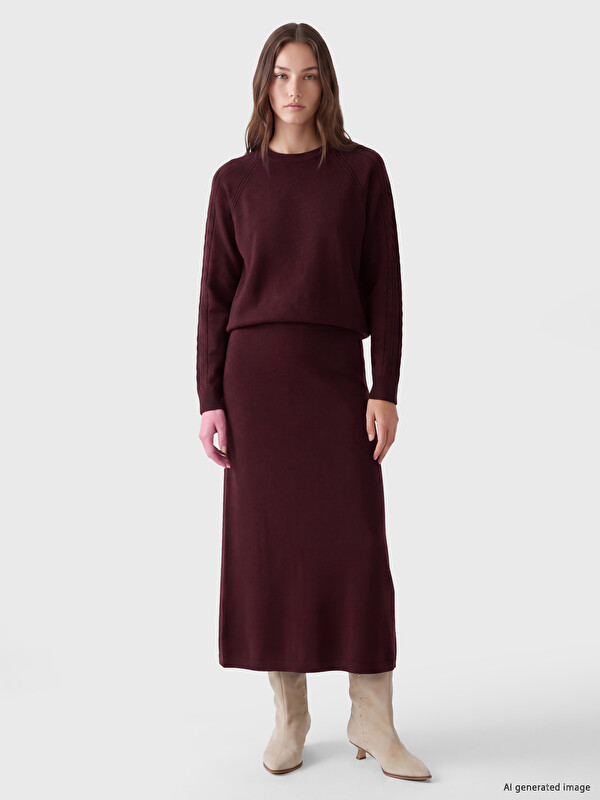 LCW Modest Beli Lastikli A Kesim Triko Etek