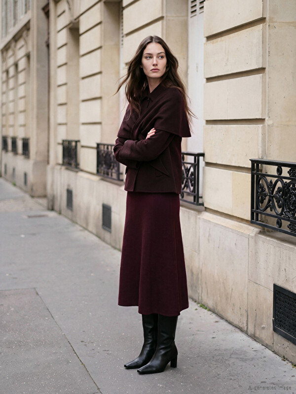 LCW Modest Elastic Waist A Line Knitwear Skirt