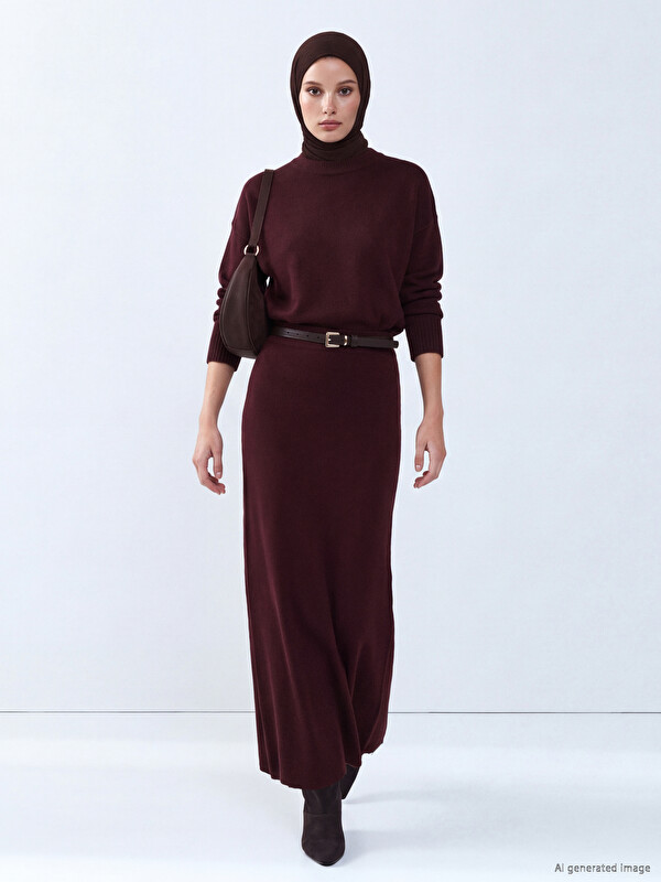 LCW Modest Elastic Waist A Line Knitwear Skirt