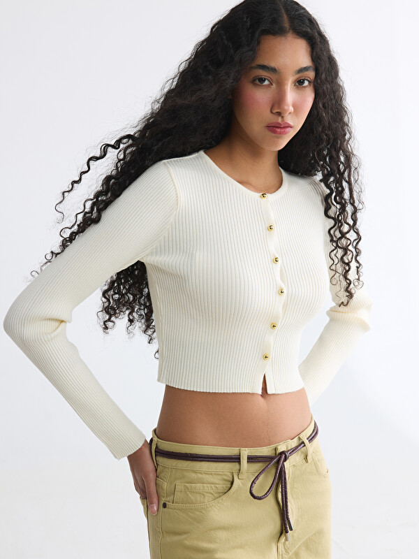 XSIDE Crew Neck Ribbed Women's Knitwear Cardigan