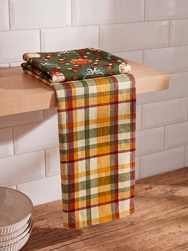 LCW HOME Checked and Patterned 2 Pack Tea Towel Set