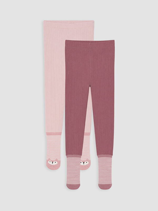 LCW baby Baby Girls' Socked Leggings Pants 2 Pack