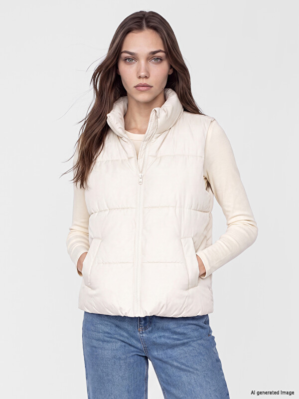 LCW Modest Mock Neck Women's Puffer Gilet