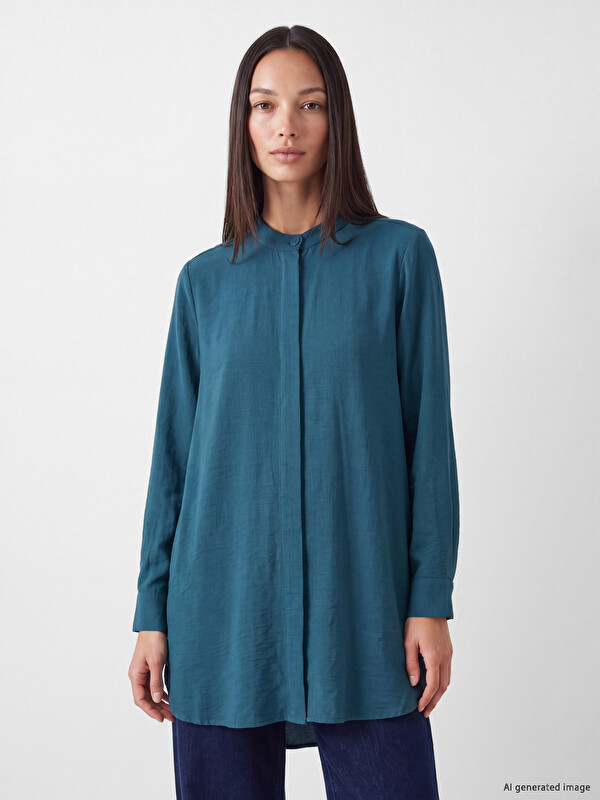 LCWAIKIKI Classic Grandad Collar Women's Shirt Tunic
