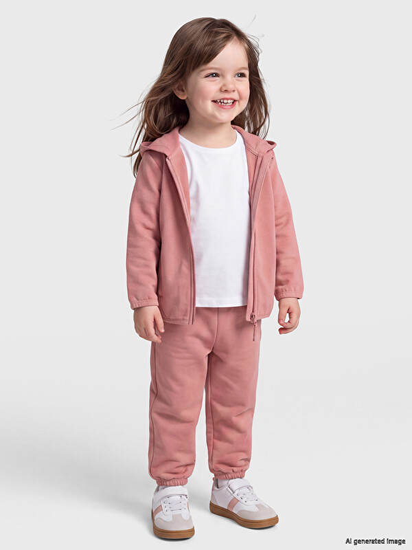 LCW baby Set sportiv me kapuç me prekje të butë për foshnja vajza