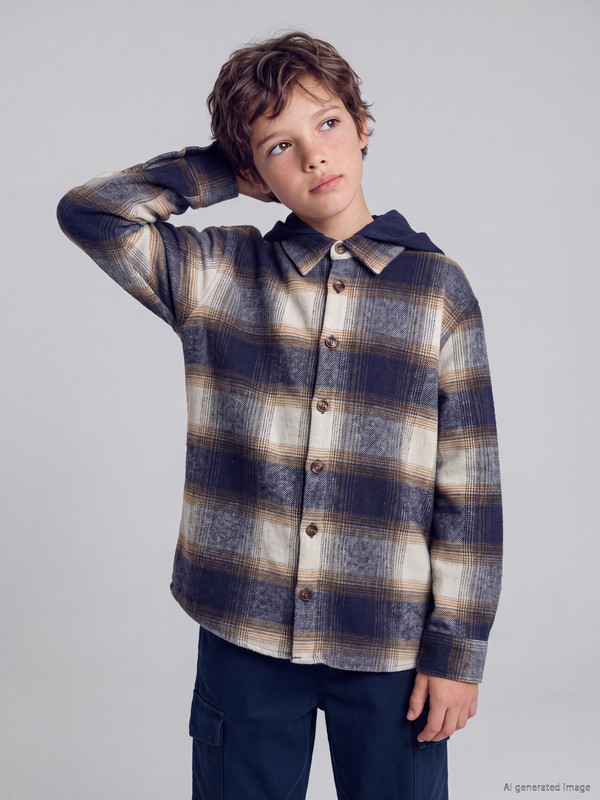LCW Kids Hooded Plaid Boys' Shirt Jacket