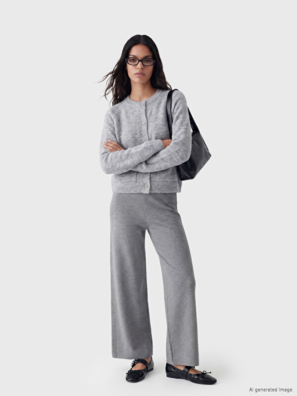 XSIDE Pantaloni Tricot Femeie cu Talie Elastică