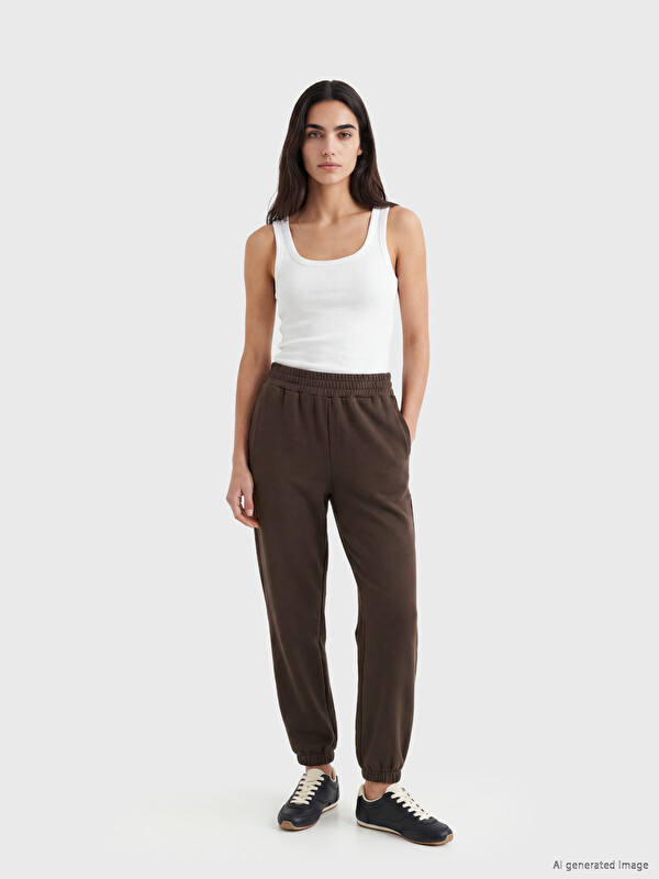 LC WAIKIKI Women's Elastic Waist Plain Jogger Sweatpants