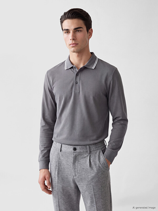 LCWAIKIKI Classic Standart Fit Polo Yaka Uzun Kollu Erkek Tişört