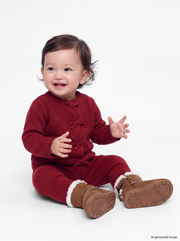 LCW baby Fiyonk Detaylı Kız Bebek Triko Takım