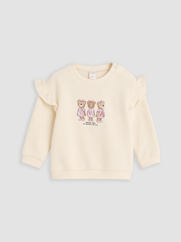 LCW baby Fırfırlı Kız Bebek Kalın Sweatshirt