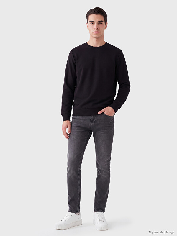 LCWAIKIKI Classic Bisiklet Yaka Erkek Kalın Sweatshirt