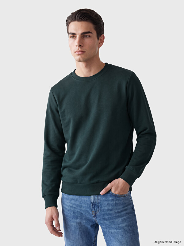 LCWAIKIKI Classic Bisiklet Yaka Erkek Kalın Sweatshirt