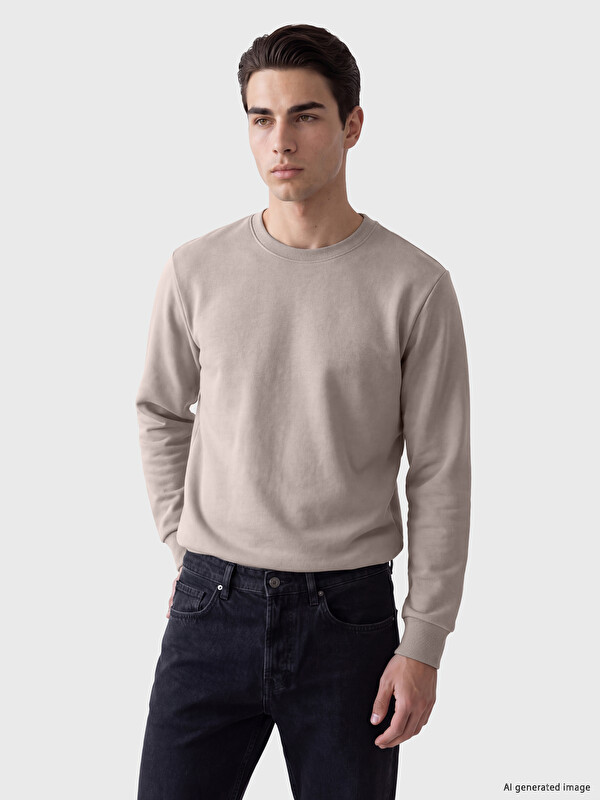 LCWAIKIKI Classic Bisiklet Yaka Erkek Kalın Sweatshirt