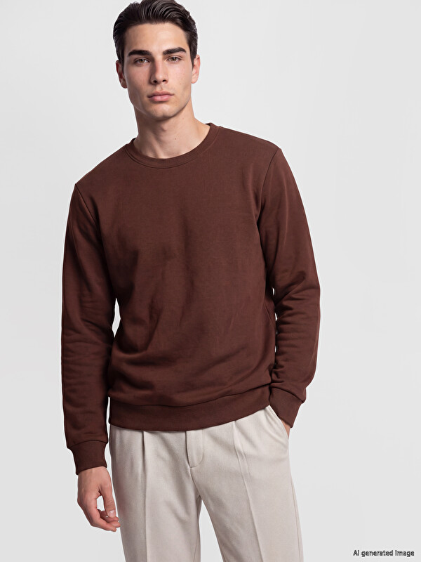 LCWAIKIKI Classic Bisiklet Yaka Erkek Kalın Sweatshirt