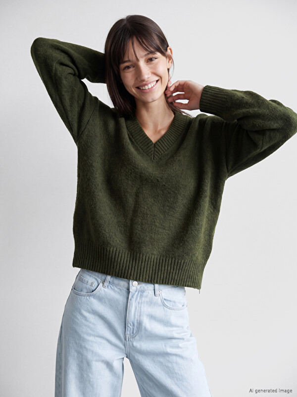 XSIDE V Neck Women's Knitwear Sweater