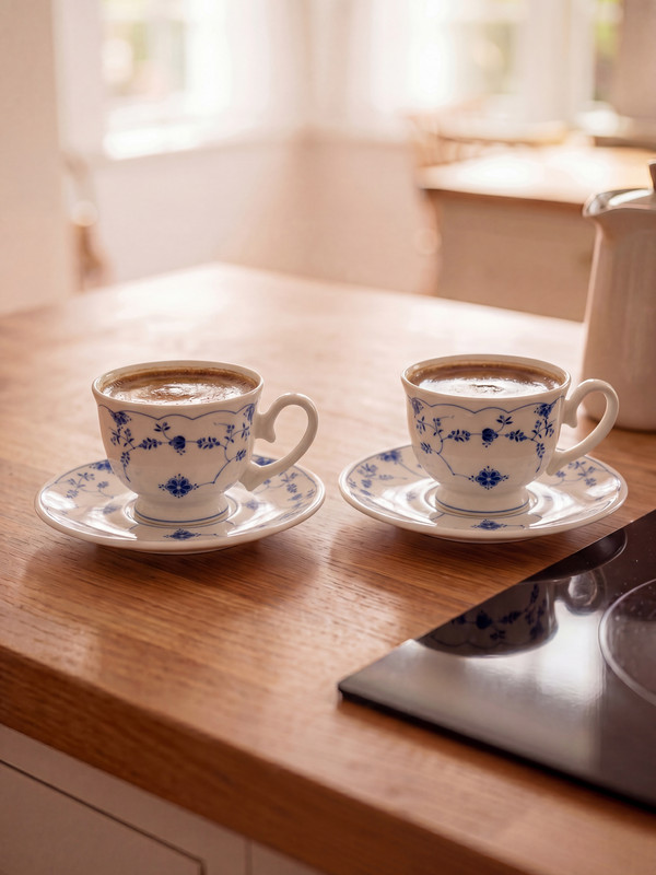 LCW HOME 2'li Çiçek Desenli Kahve Fincan Takımı