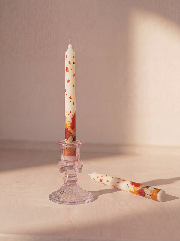 LCW HOME Printed Decorative Candlestick Candle 2-pack